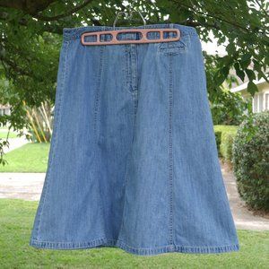 LL Bean Faded Blue Denim A-Line Skirt  Size 10